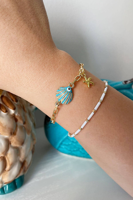 Deniz Kabuğı Motifli Gold Zincir Bileklik