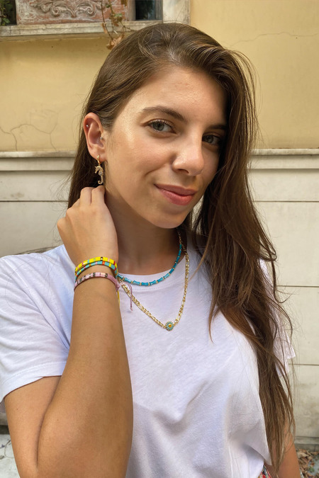 Zirkon Taşlı Deniz Atı Altın Kaplama Küpe