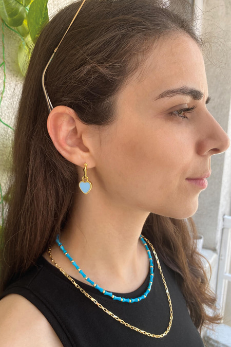 Mavi Neon Kalpli Küpe