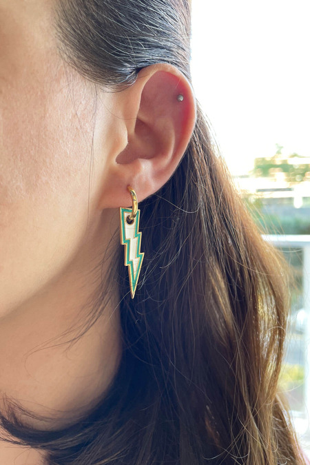 Yeşil Renk Şimşek Küpe