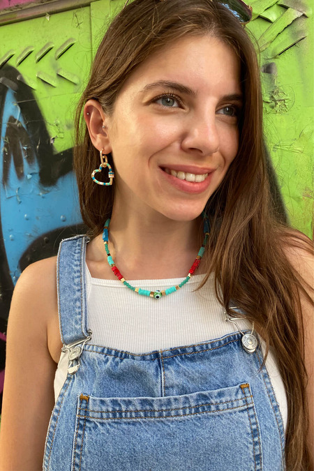 Küp Boncuklu Mavi Kolye