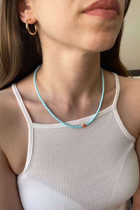 İnce Fimo Mavi Kolye