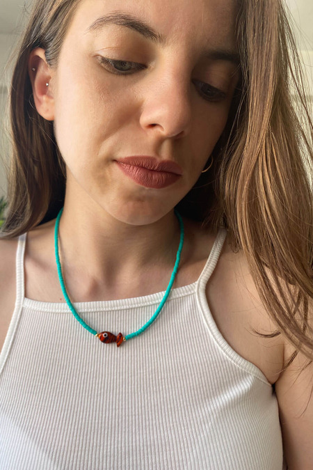 İnce Fimo Turkuaz Kolye