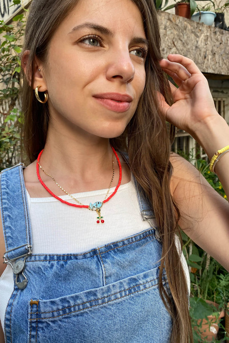 İnce Fimo Kırmızı Kolye