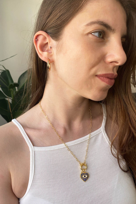 Nazar Boncuklu Kalp Zincir Kolye