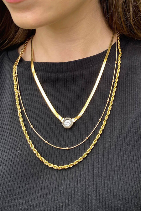 Çelik Burgu Zincir Gold Kolye