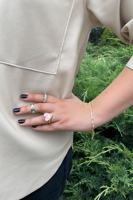  Ayarlanabilir Gold Yıldız Motifli Renkli Yüzük