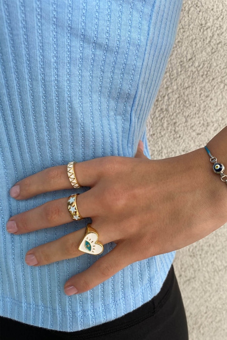 Ayarlanabilir Tria Beyaz Yüzük